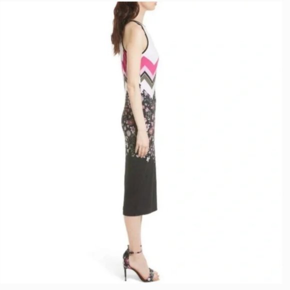 Ted Baker pink green black white Seenaa Floral Bodycon Dress size 2 - Picture 3 of 15